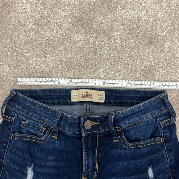 HOLLISTER SUPER SKINNY DARK WASH DISTRESSED JEANS SIZE 24L - Picture 9 of 12
